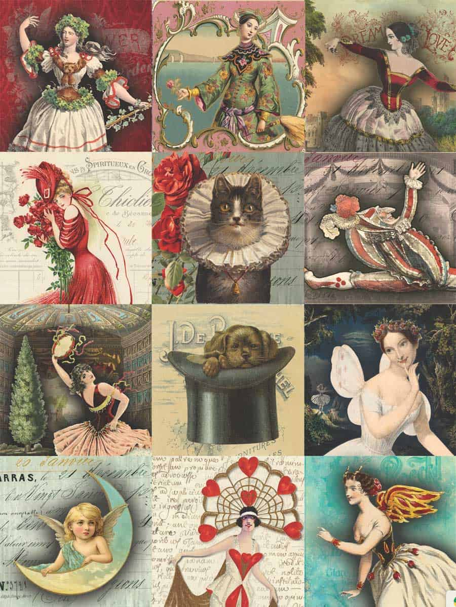 7 Free Creative Collage Sheet Printables For Decoupage Tissue Paper 