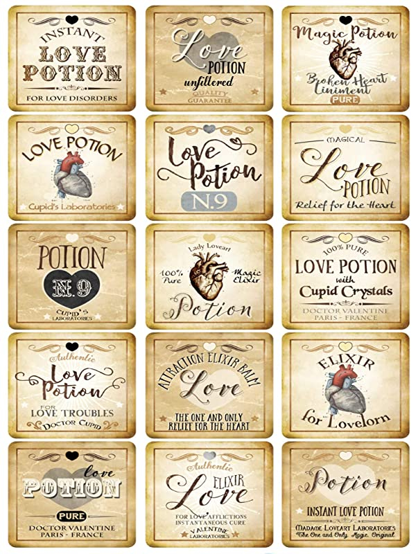 Amazon Halloween 15 Bottle Labels Love Potion Glossy Laminated 