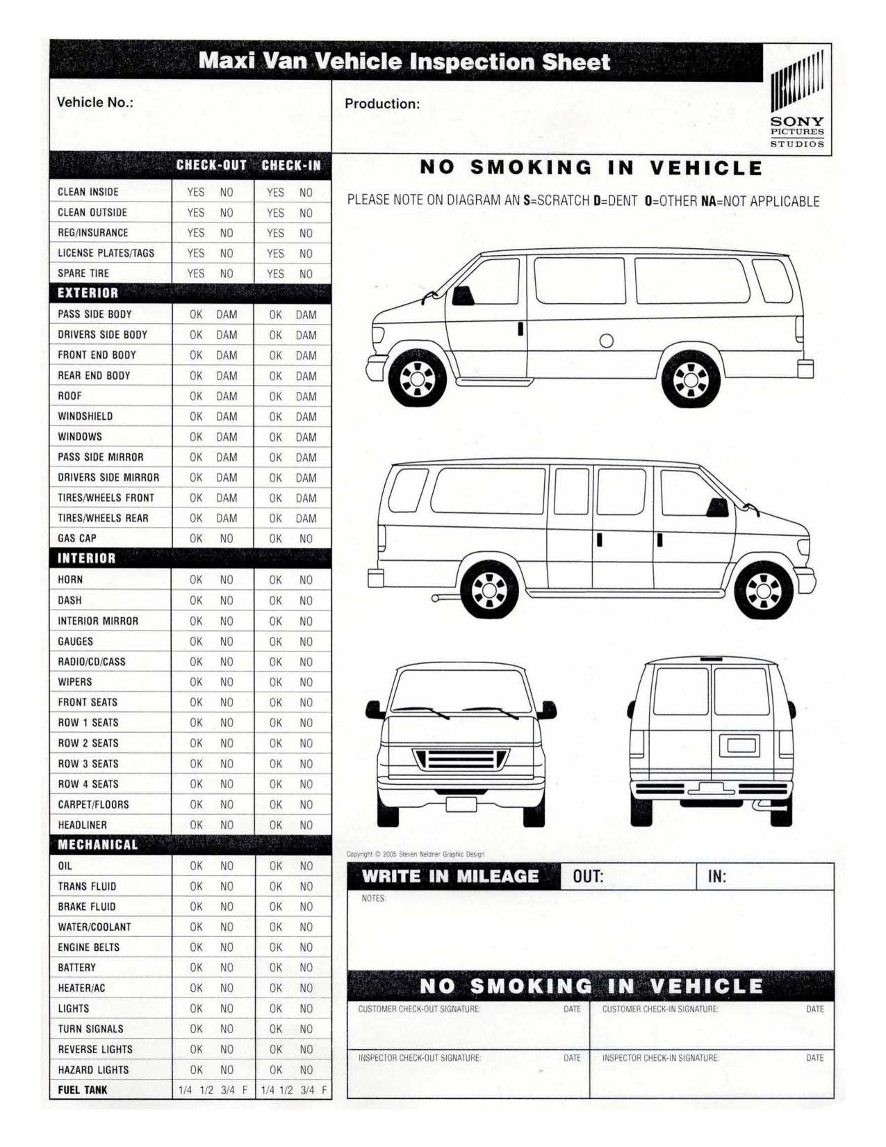 Annual Vehicle Inspection Form Free Universal Network
