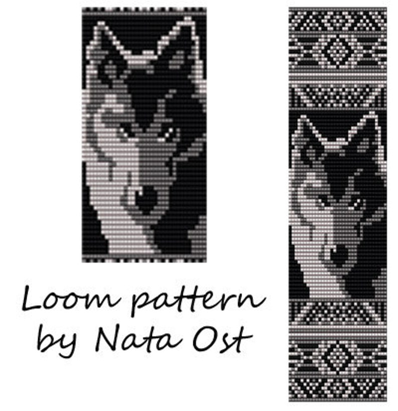 Beading Loom Pattern Bracelet Wolf Seed Bead Cuff Etsy