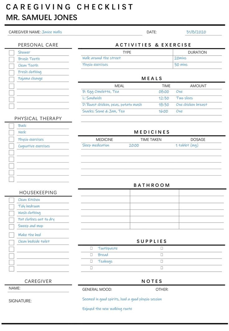 Caregiving Elderly Care Checklist EDITABLE Printable Is Ideal For 