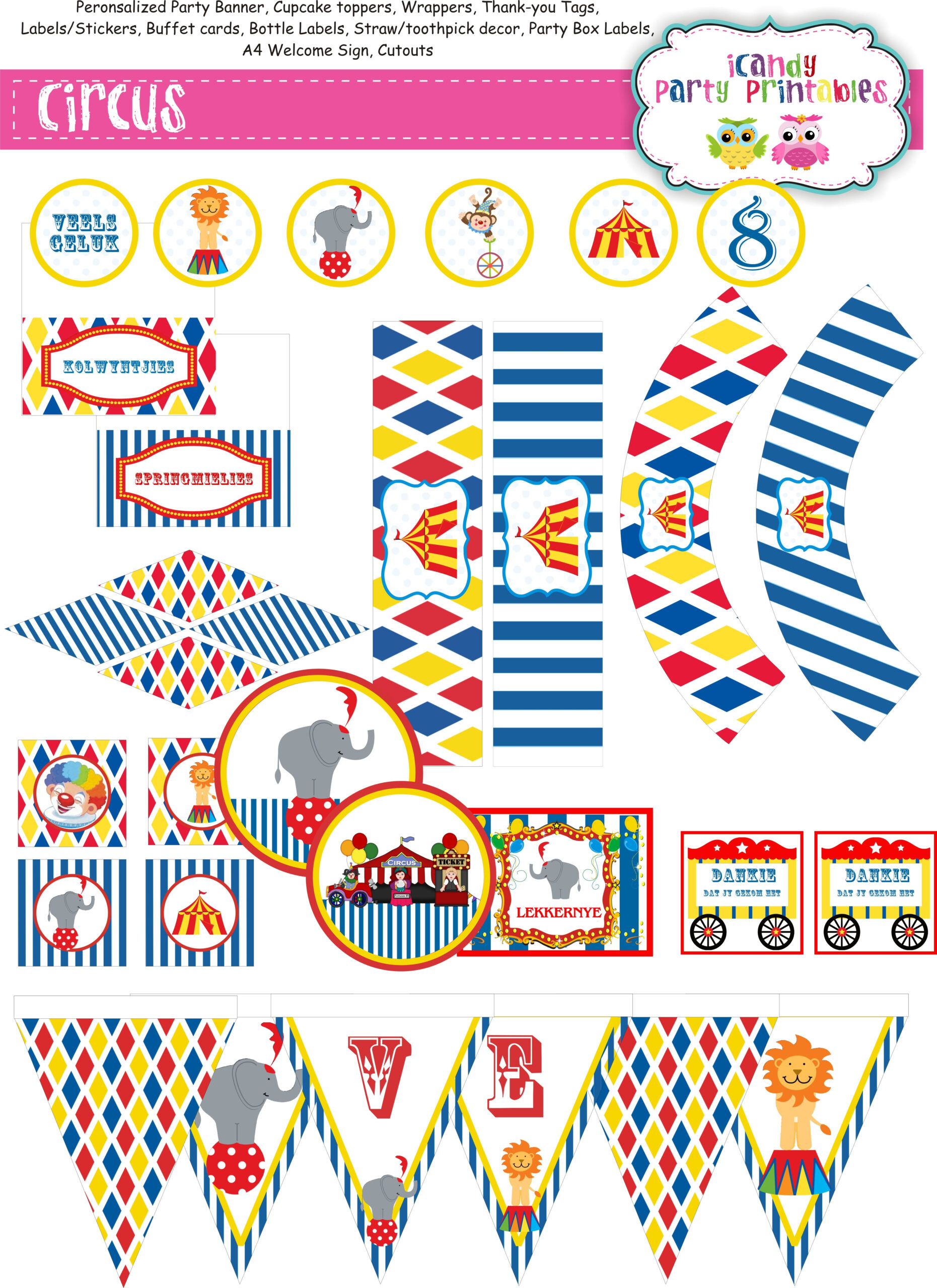 CIRCUS Printables Circus Party Decorations 1st Birthday Themes 