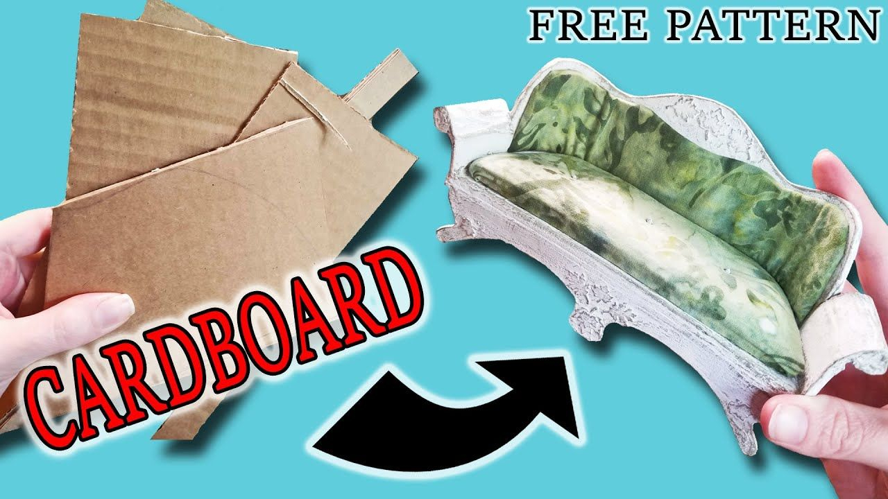 DIY Dollhouse Couch Made From Cardboard With FREE Pattern YouTube In 