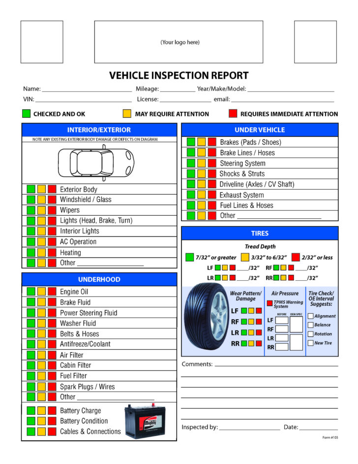 Free Printable Commercial Vehicle Inspection Form Gerald Printable