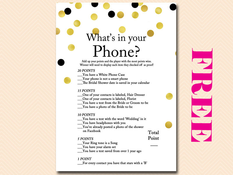 FREE Gold And Black Confetti What s In Your Phone Magical Printable