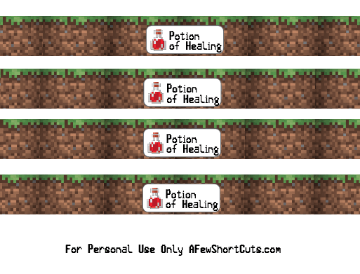 FREE Minecraft Potion Of Healing Drink Labels Printable Drink Labels 