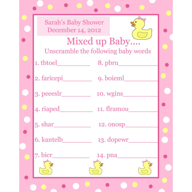 Printable Baby Shower Games Spanish