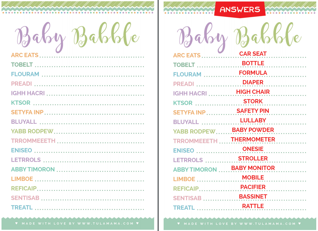 Free Printable Baby Shower Games With Answer Key Free Printable