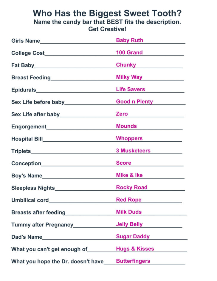 Free Printable Baby Shower Games With Answer Key