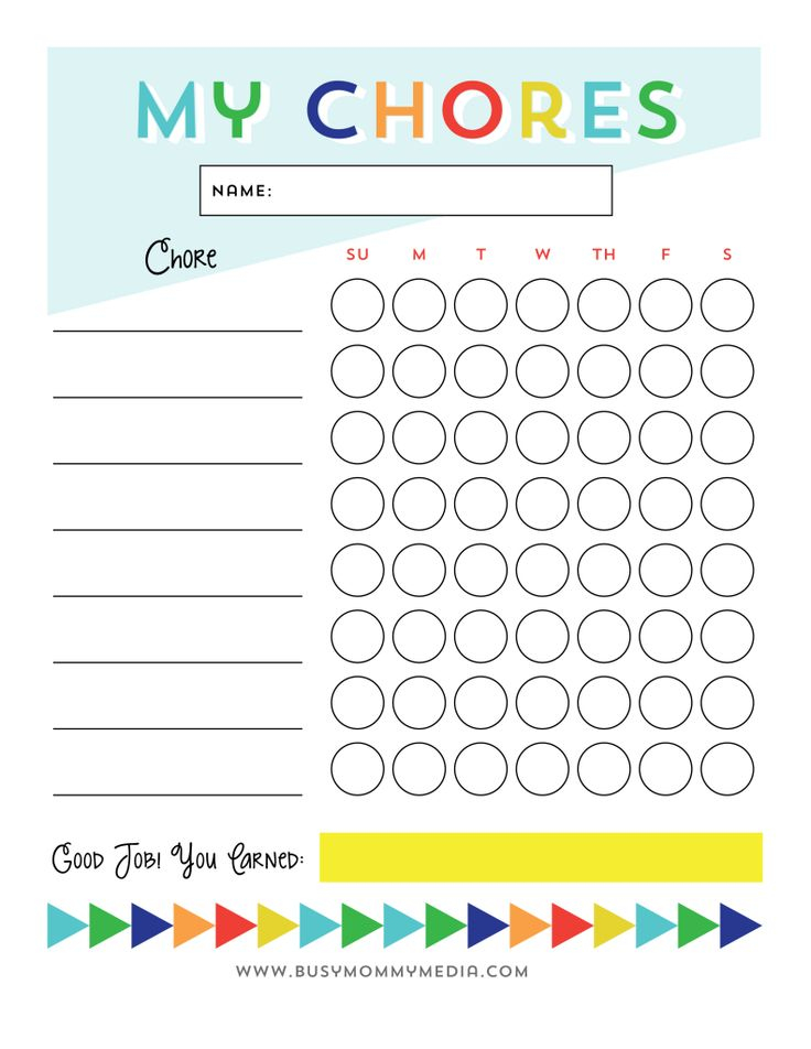 Free Printable Chore Chart For Kids Kids Chore Chart Printable 