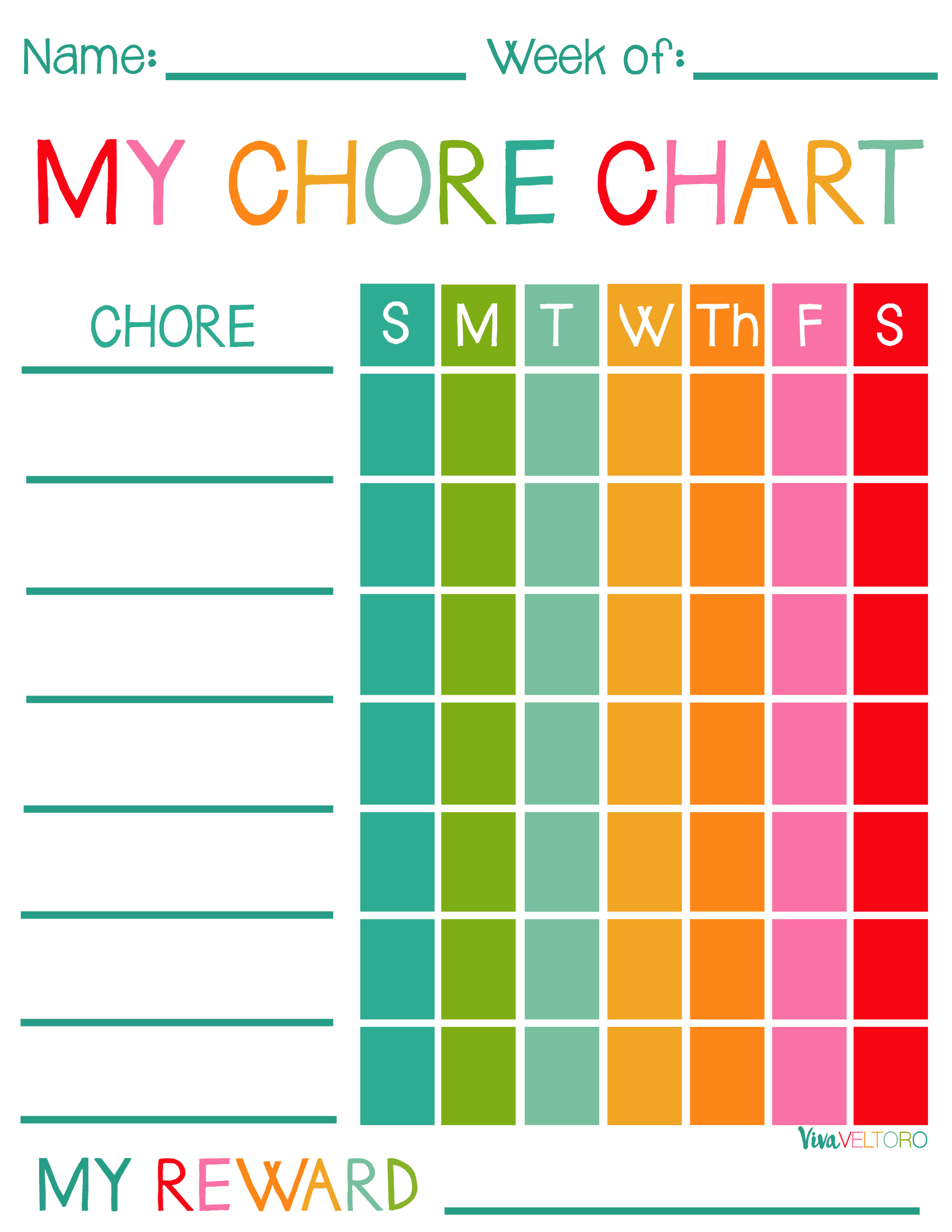 Free Printable Chore Charts For Kids Viva Veltoro Bloglovin 