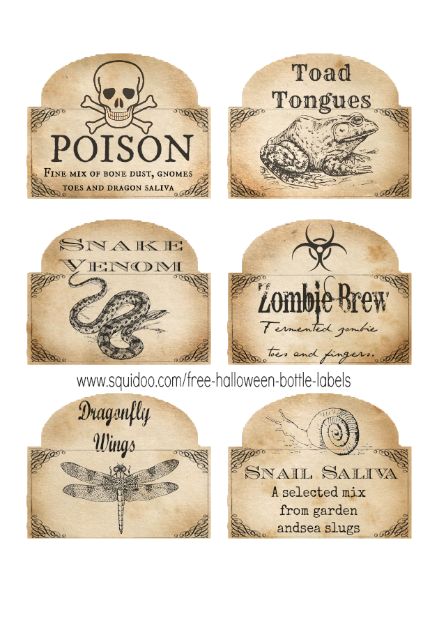 Free Printable Halloween Bottle Labels Potion Labels Halloween 