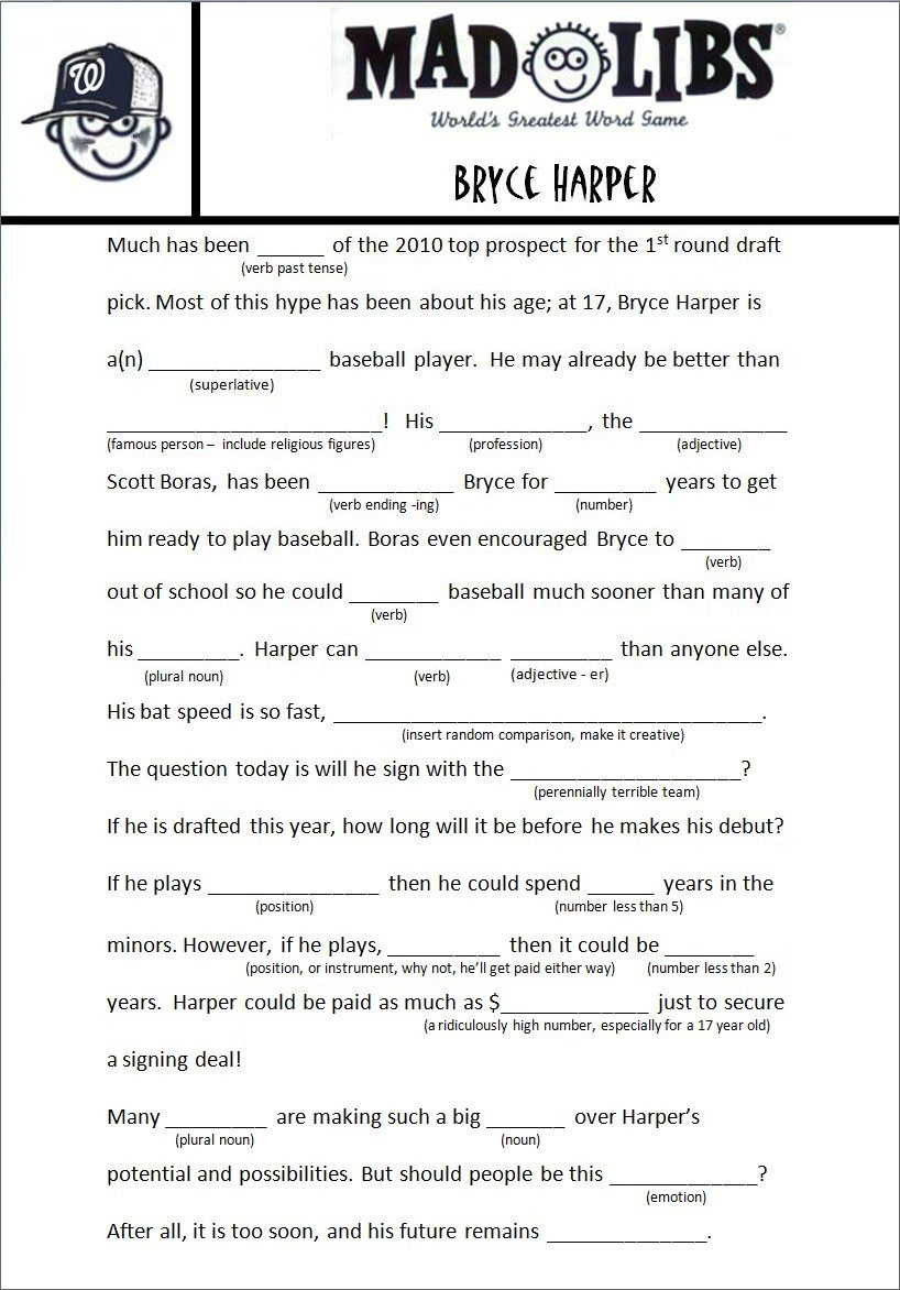 Free Printable Mad Libs For Elementary School Students