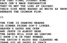 Free Printable Southern Gospel Song Lyrics Free Printable
