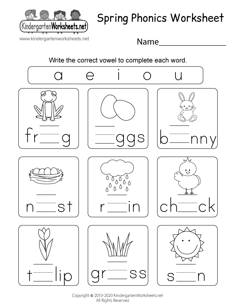 Free Printable Spring Phonics Worksheet For Kindergarten