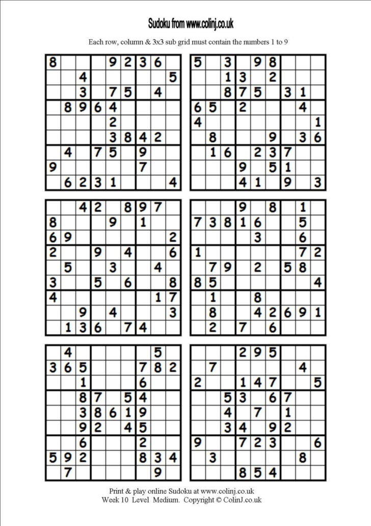 Printable Sudoku 6 Per Page