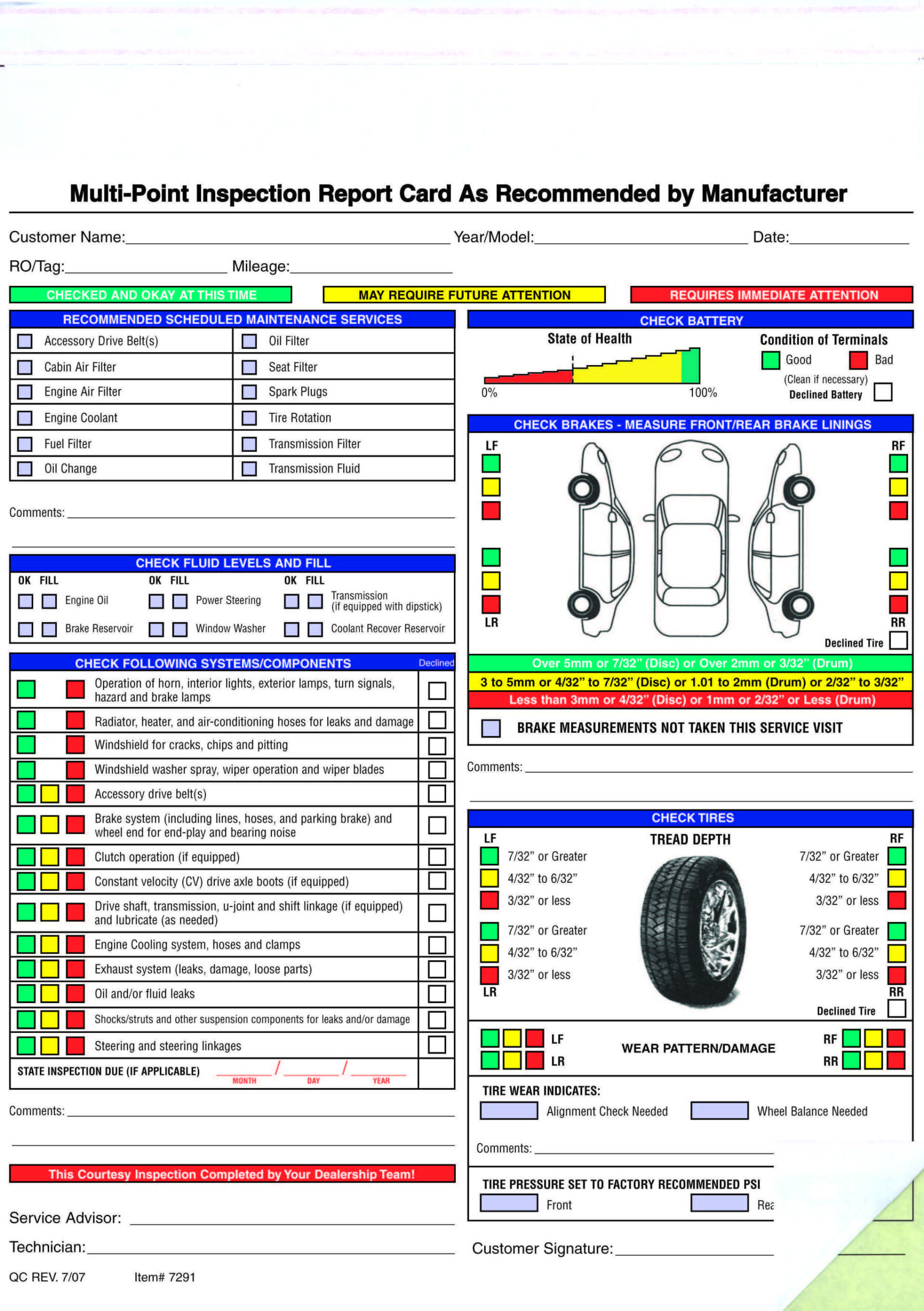 Free Printable Vehicle Inspection Form FREE DOWNLOAD Vehicle 