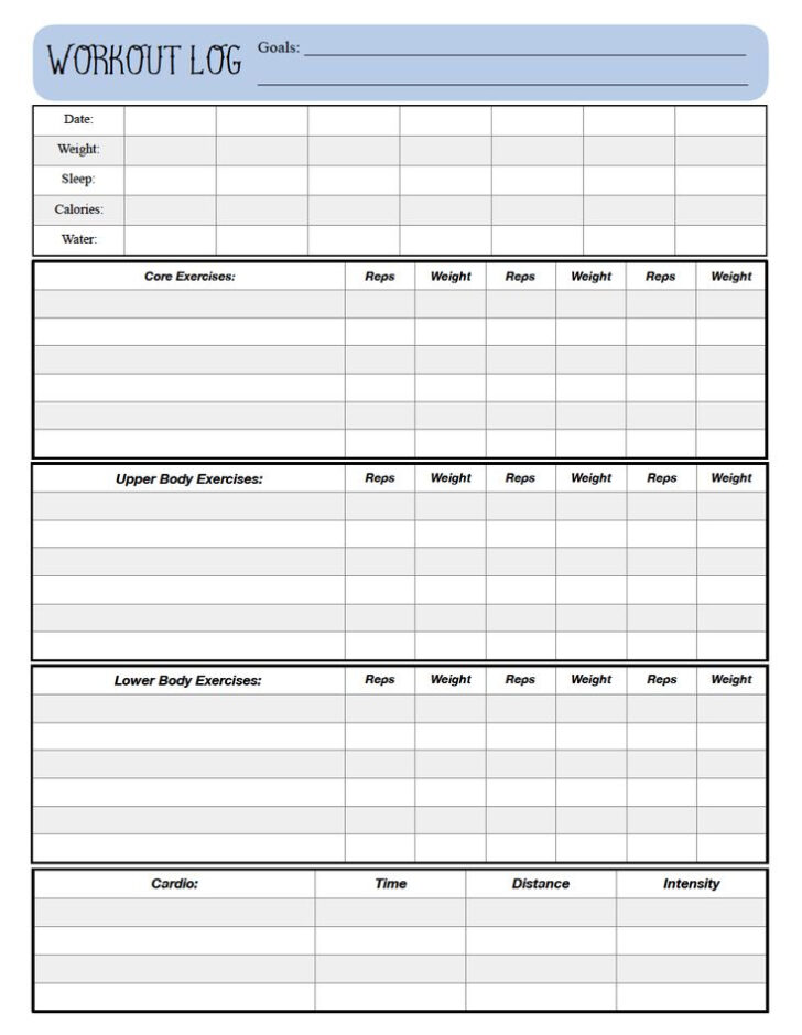 Free Printable Workout Journal