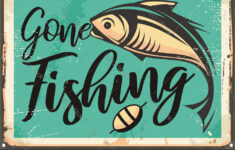 Gone Fishing Vintage Decorative Sign Template Vector Image