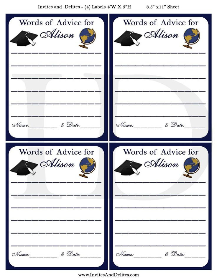 Graduation Advice Cards In Navy And White Personalized 5 Graduation 