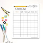 Homework Chart Printable Instant Download DIY Hand Illustrated