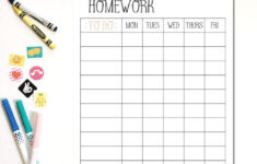 Homework Chart Printable Instant Download DIY Hand Illustrated