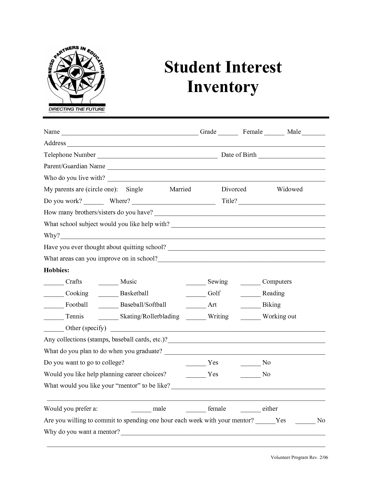 Interest Inventory For Students Printable 92 Images In Collection 