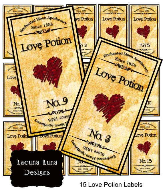 Items Similar To 15 Love Potion Apothecary Bottle Jar Labels Tags 