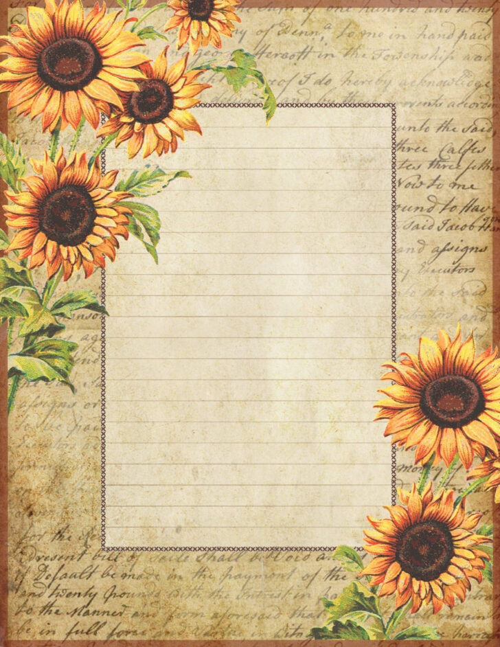 Sunflower Stationery Paper Free Printable