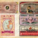 Love Potion Bottle Labells Skull Witch Potion Labels Poison Labels