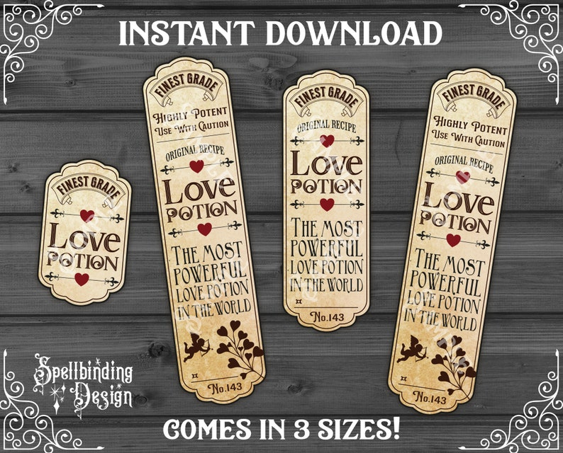 Love Potion Labels 3 Sizes Printable Blank Apothecary Etsy