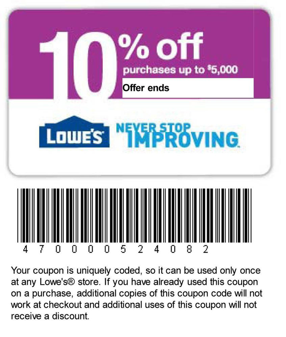 Lowes 20 Off 100 Printable 1Coupon 10 Seconds Delivery In 
