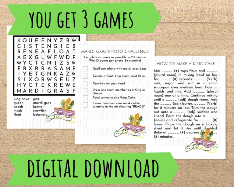 Mardi Gras Printable Party Games Word Search Mad Libs Photo Etsy ...