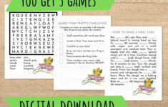 Mardi Gras Printable Party Games Word Search Mad Libs Photo Etsy