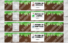Minecraft Bottle Labels Printable Minecraft Birthday Minecraft