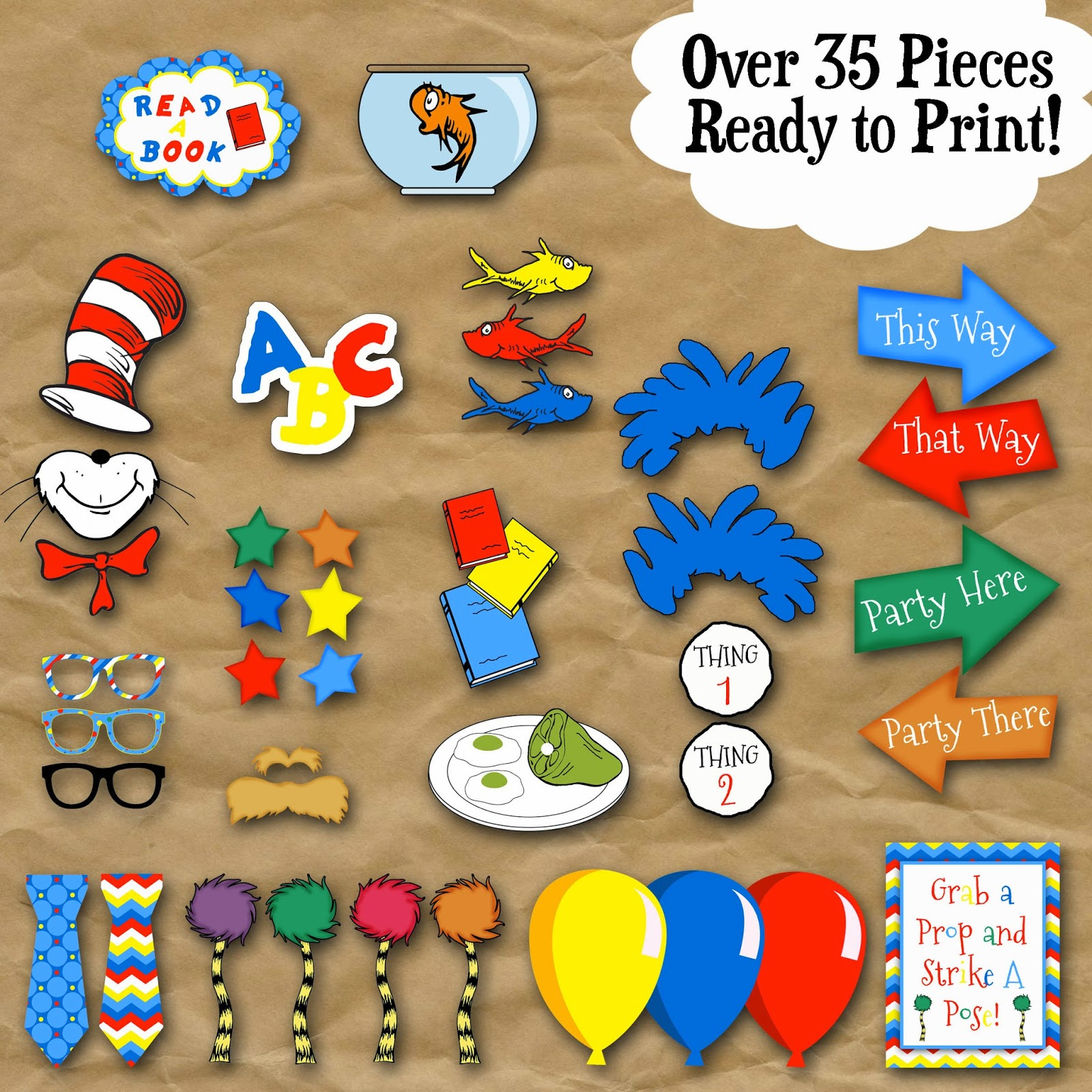 Old Market Corner Dr Seuss Photo Booth Printable Props Gerald Printable