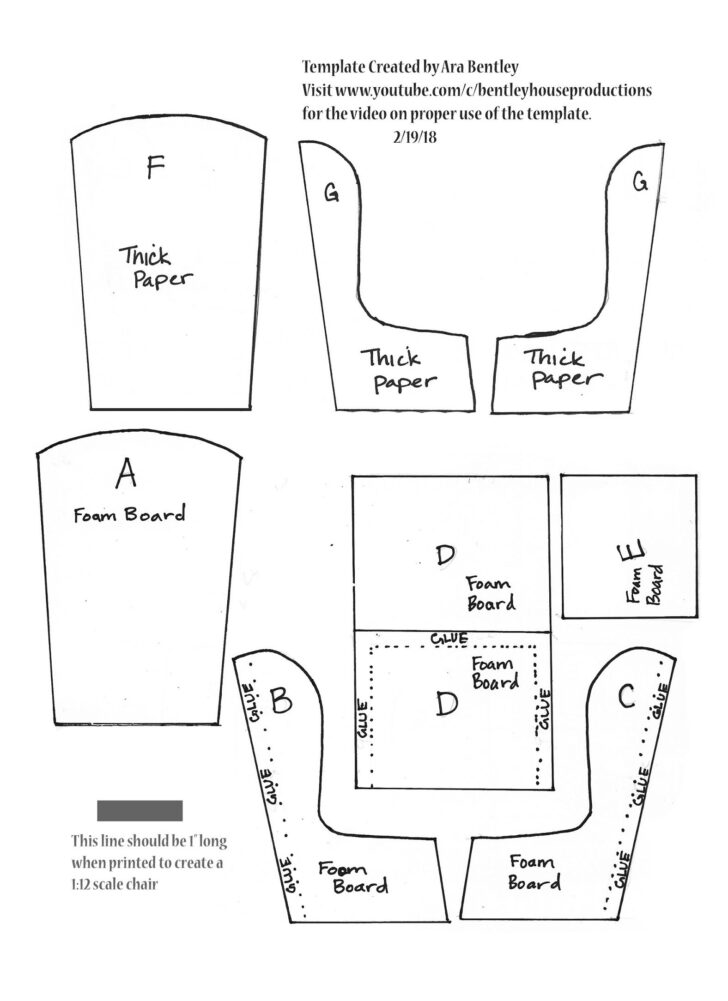 Free Printable Pattern Cardboard Dollhouse Couch