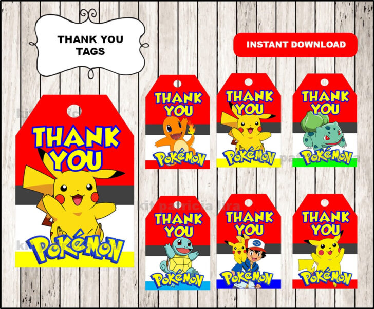 Free Printable Pokemon Thank You Tags