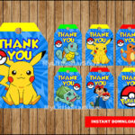 Pokemon Thank You Tags Printable Pokemon Tags Pokemon Party Tags