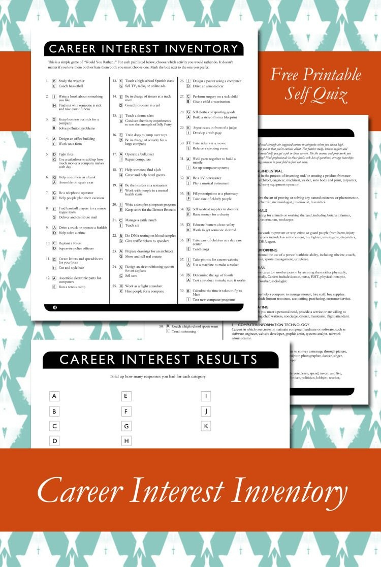 Printable Career Interest Survey For High School Students Free Free 