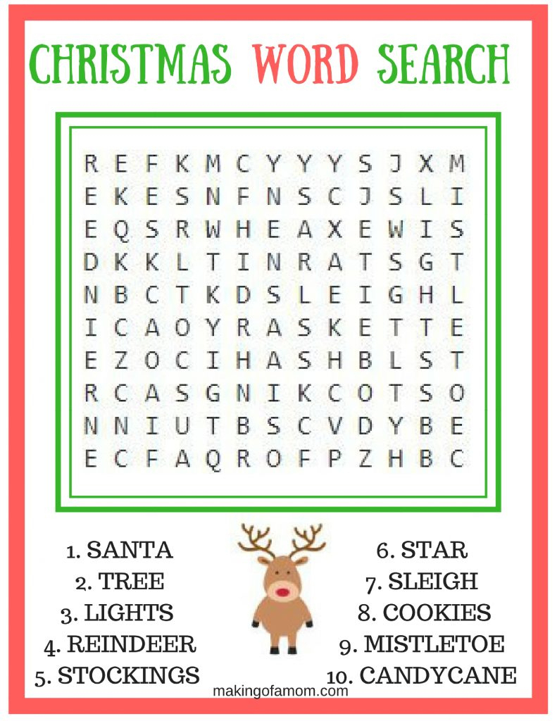 Printable Christmas Word Search For Kids Adults Happiness Is 