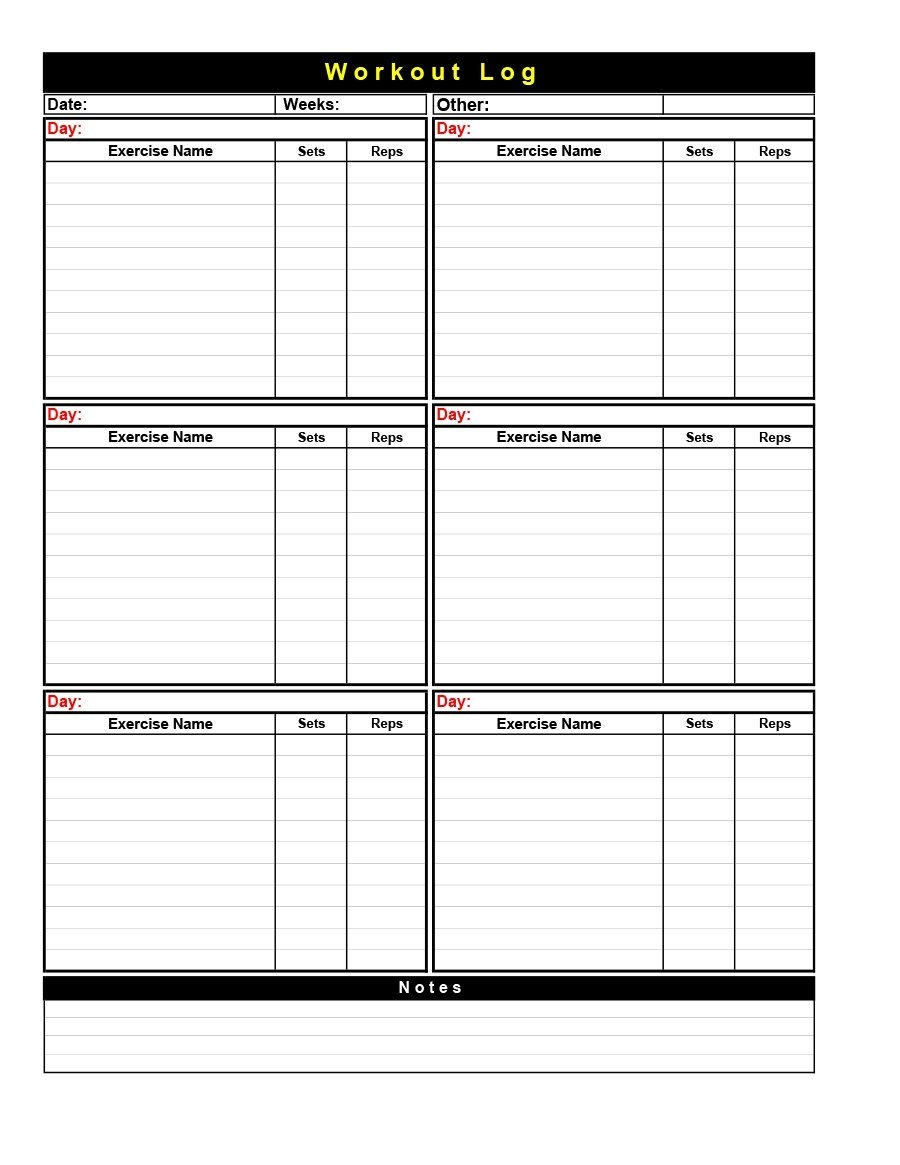 Printable Food And Exercise Log Journal Monthly Calendar Templates 