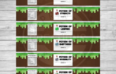 Printable Minecraft Bottle Labels Minecraft Birthday Party Supplies