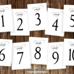 Printable Wedding Table Numbers 1 10 5x7 Classic Elegant