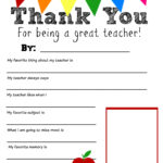 Say Thanks To Teachers With A Fill In Note From Your Child Free