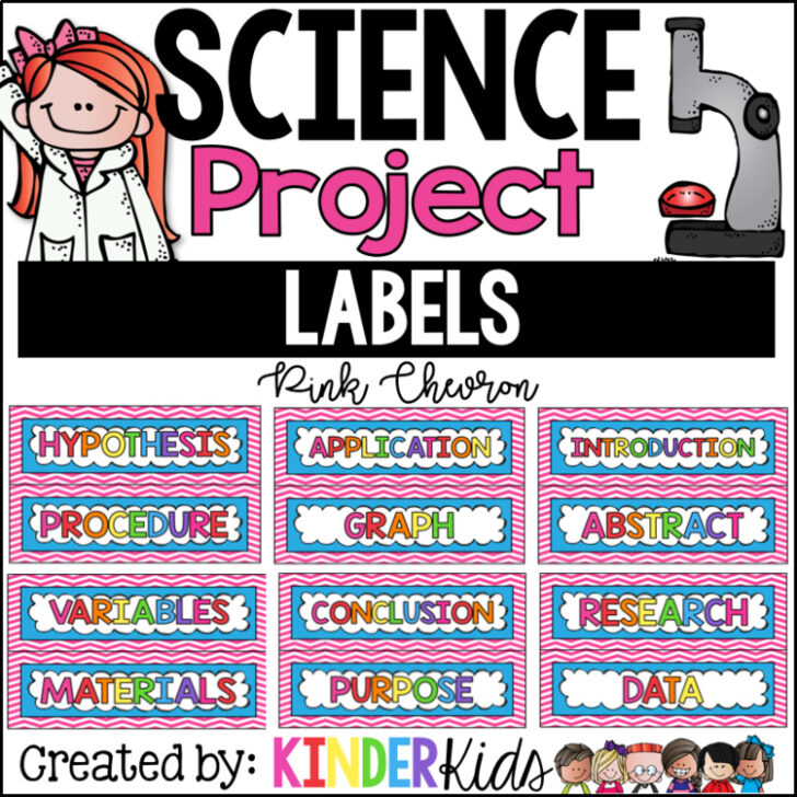 Science Fair Project Labels Pink Chevron With EDITABLE Title Labels