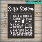 Selfie Station Photobooth Printable Chalkboard Sign Snap A Photo And