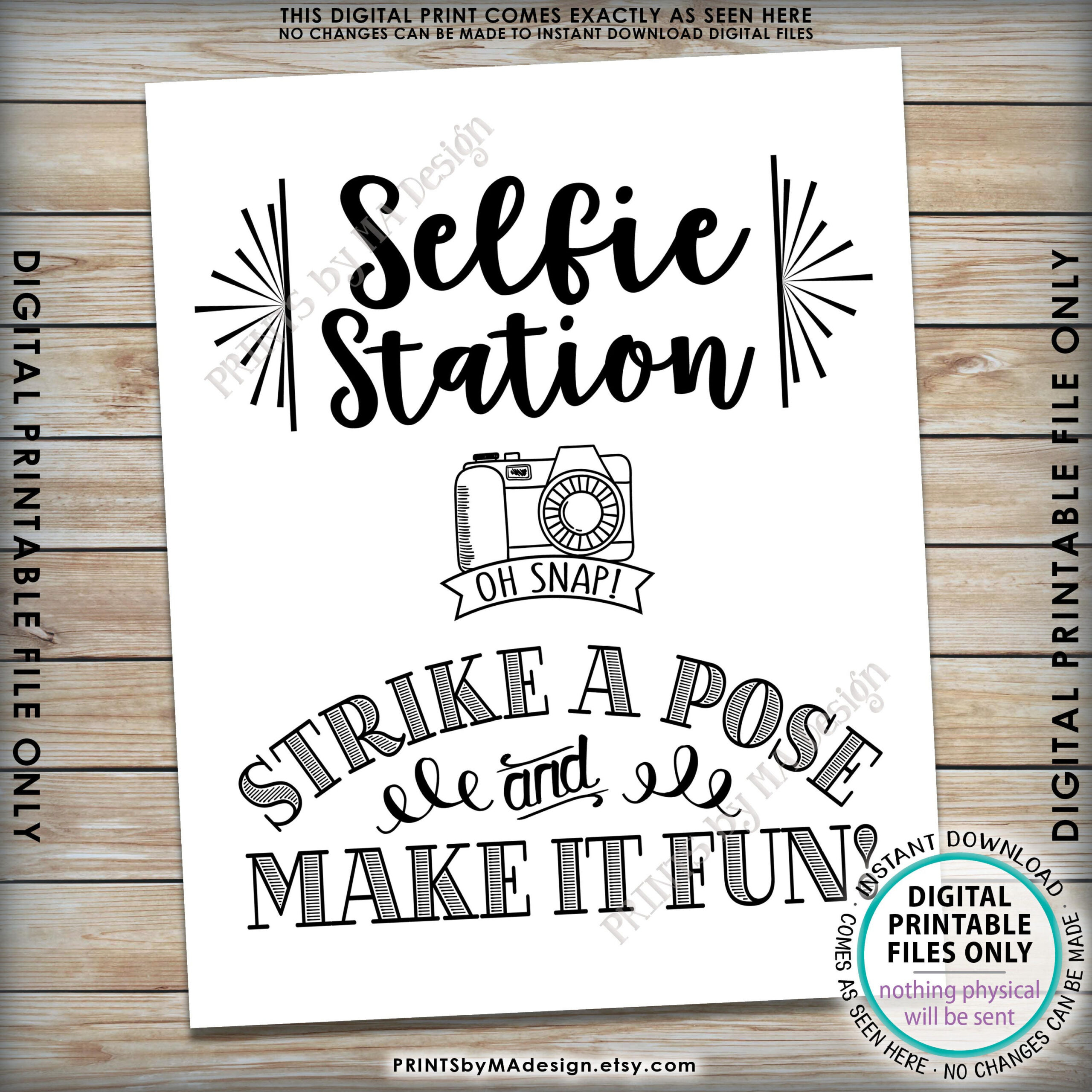 Selfie Station Sign Strike A Pose Make It Fun Selfie Sign 