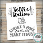 Selfie Station Sign Strike A Pose Make It Fun Selfie Sign