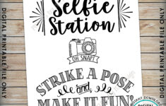 Selfie Station Sign Strike A Pose Make It Fun Selfie Sign